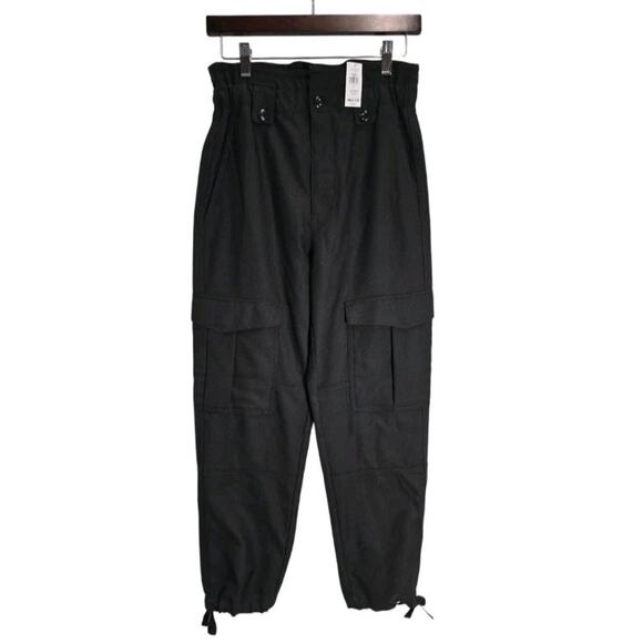 Banana Republic Pants - Banana Republic 100% Wool Cargo Pants Black Sz 2 Drawstring Hem Utility Trousers